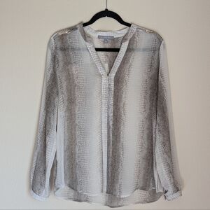 NY Collection Reptile Patterned Blouse Size M